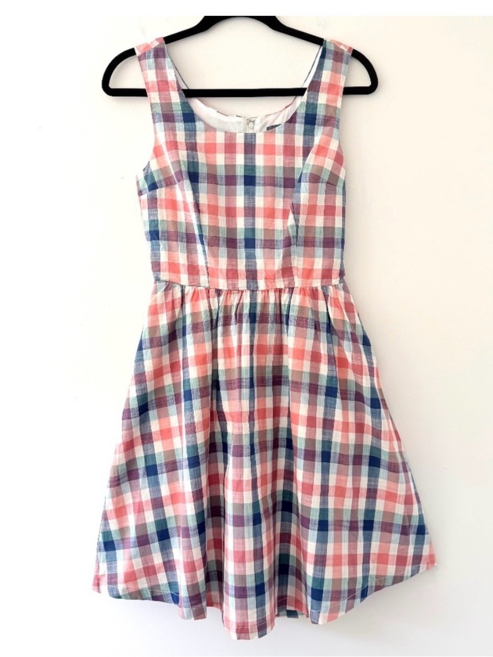 MODCLOTH Summer Plaid Cotton Dress Optimistic Effect Patriotic America size 6